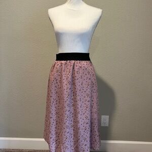 Floral Pink Skirt with Black Waistband